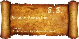 Bondor Bertalan névjegykártya